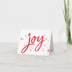 JOY modern corporate holiday greeting red sparkles Card