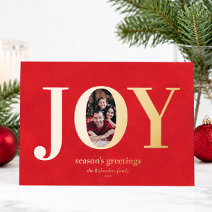 Joy Modern Custom Family Photo Christmas