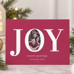 Joy Modern Custom Family Photo Christmas Holiday Card