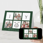 JOY Modern Fun Script Photo Collage Whimsical Holiday Card<br><div class="desc">Send customisable and personalised holiday greetings to friends, colleagues and family in simple, chic, elegant and modern 3 photo collage design festive, natural minimalist style cards! On the front, a three photo collage surrounded by the word " joy " with a cute reindeer face in modern typography is featured in...</div>