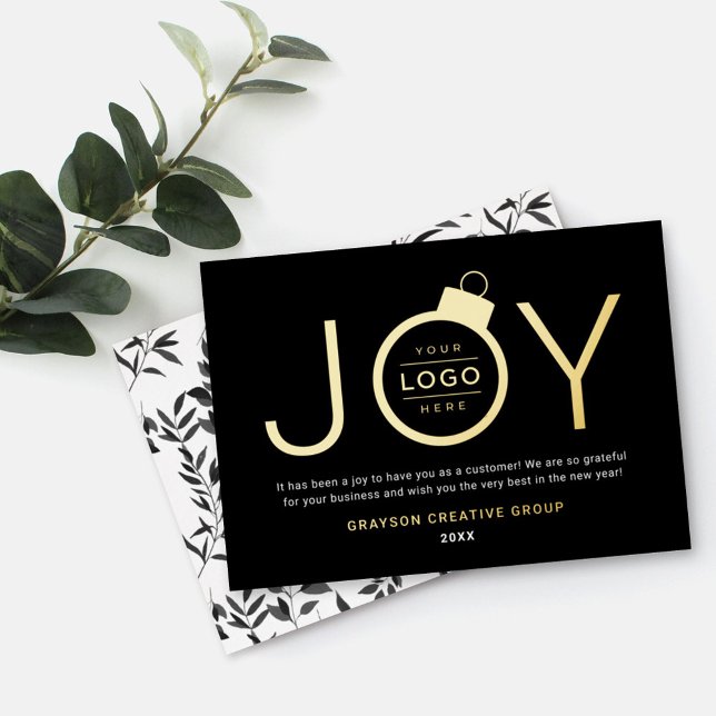 Joy Modern Gold and Black Logo Ornament (Creator Uploaded)