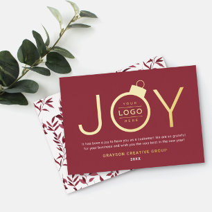 Joy Modern Gold and Garnet Red Logo Ornament