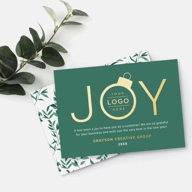 Joy Modern Gold and Green Logo Ornament (Creator Uploaded)