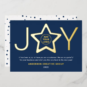 Joy Modern Gold and Navy Blue Logo Star Ornament