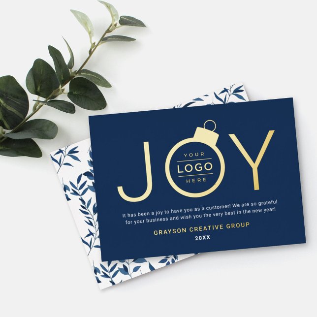 Joy Modern Gold and Navy Logo Ornament (Creator Uploaded)