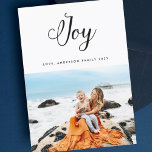 JOY modern holiday card calligraphy lettering<br><div class="desc">A stylish modern design featuring JOY lettering,  wishing your loved ones in style. Modern and stylish. Your photo on the back or current backing pattern. Your photo on the front. JOY modern holiday card calligraphy lettering.</div>