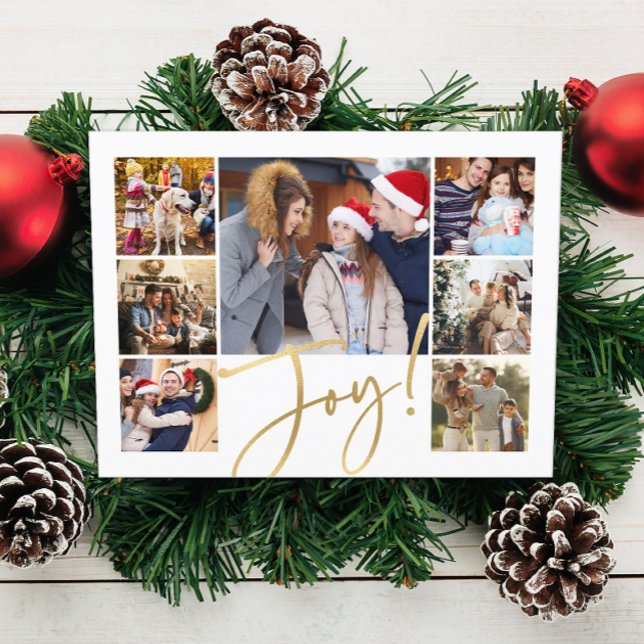 Joy Modern Photo Collage Holiday Postcard (Creator Uploaded)
