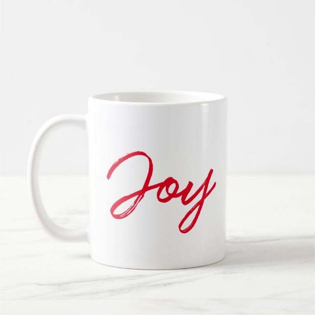 Joy modern red and white Christmas Coffee Mug (Left)