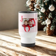 JOY | Modern Red & Pink Christmas Photo Gift