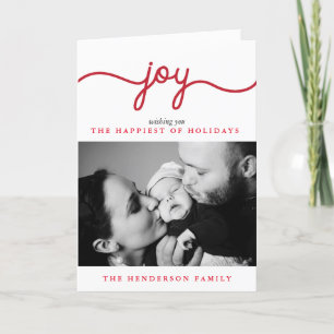 Joy Modern Script Christmas Photo Greeting Card