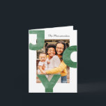 Joy Modern Simple Cool Typography Family Photo Card<br><div class="desc">Design is composed of simple serif and sans serif typography. Add a custom photo and family name and year.</div>