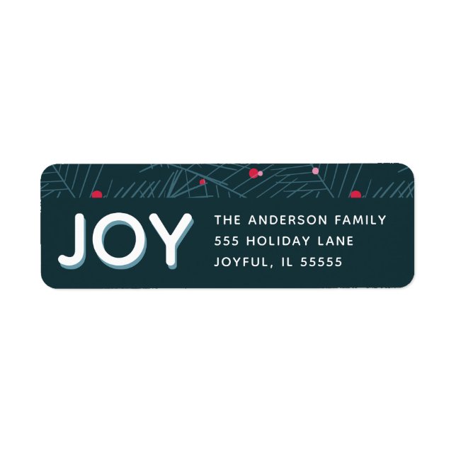 Joy Modern Spruce Custom Holiday Return Address (Front)
