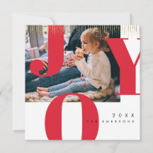 Joy Modern Typography Christmas Photo Card