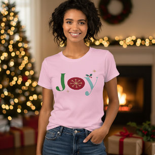 Joy Modern Vintage Snowflake Holiday T-Shirt