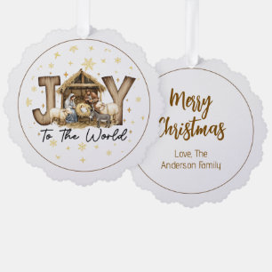 JOY Nativity Christmas Tree Decoration Card