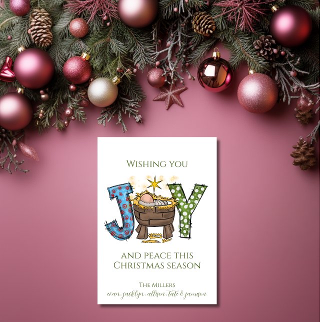 Joy Nativity Religious Christmas Holiday Card (Creator Uploaded)