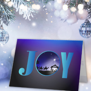 JOY Nativity Scene Christian Christmas Holiday Card