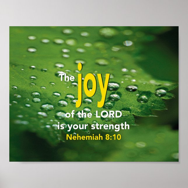 JOY Nehemiah 8:10 Inspirational Christian Poster (Front)