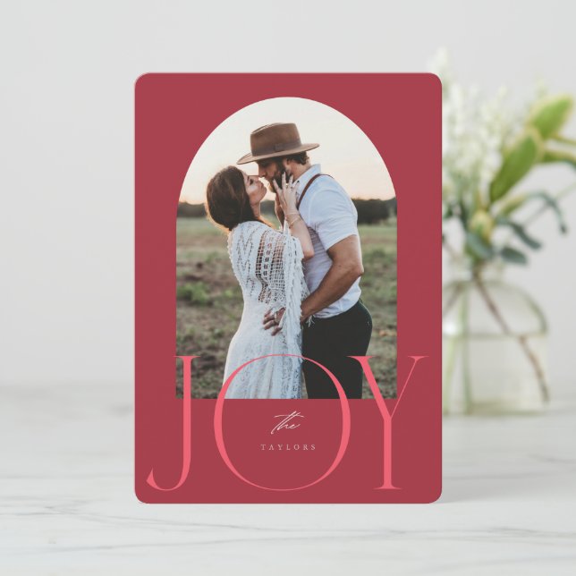 JOY Newlywed Just Married Christmas Card (Standing Front)