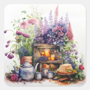 Joy of Afternoon Tea & Gardening Square Sticker