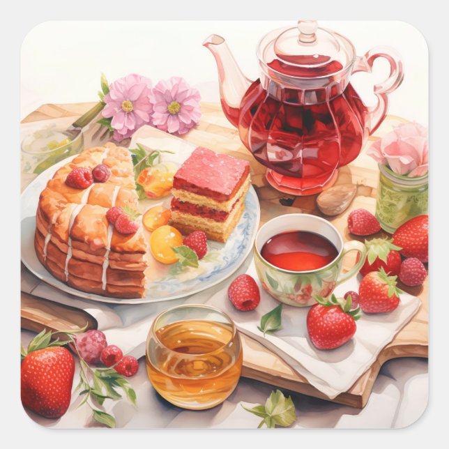 Joy of Afternoon Tea Square Sticker (Front)