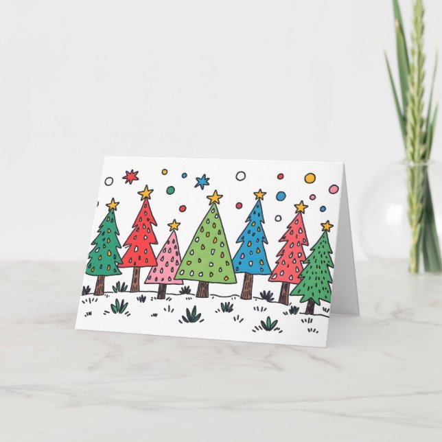 Joy of Christmas Cute Doodle Art Style Card (Front)