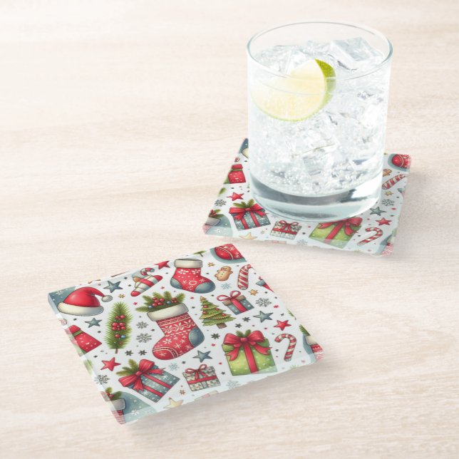 Joy of Christmas Glass Coaster (Angled)