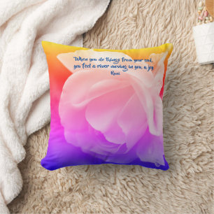 Joy Of The Soul Rose Inspirational Rumi Quote  Cushion