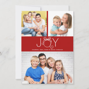 Joy Ornament 3 Photo Christmas Holiday Card