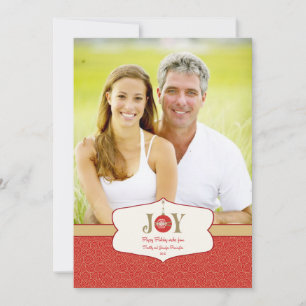 Joy ornament christmas customisable photo card