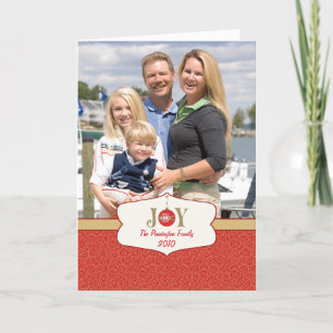 Joy ornament christmas customisable photocard holiday card