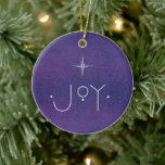 JOY Ornament, WITH PERSONALIZED MESSAGE Ceramic Tree Decoration<br><div class="desc">This was hand painted and hand lettered by me. I hope it brings you JOY this holiday season! TO EDIT PERSONALIZATION on BACK of ornament: Click “EDIT THIS DESIGN” On the left hand side of the screen, make sure the LAYERS tab is selected. Under Layers, select the carat (down arrow)...</div>