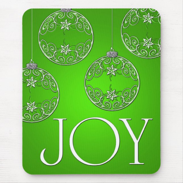 Joy Ornaments on emerald green elegant Mouse Pad (Front)