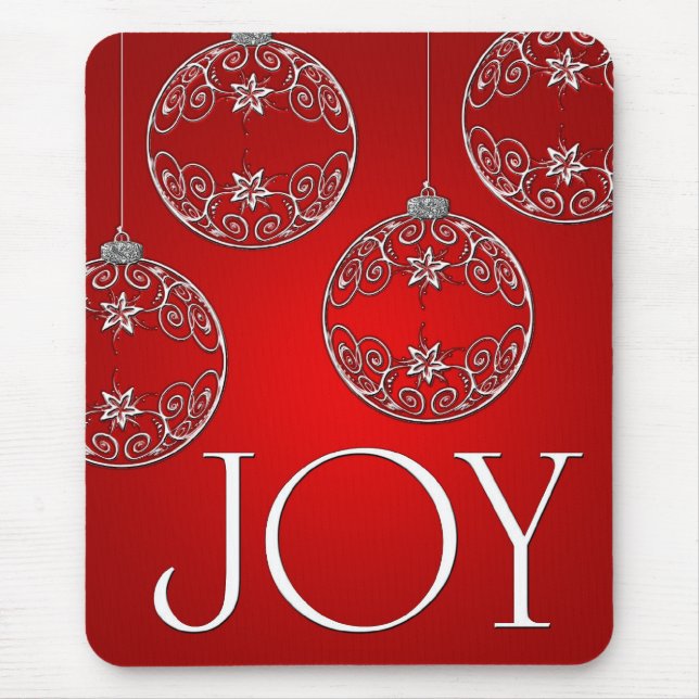 Joy Ornaments on ruby red  elegant Mouse Pad (Front)