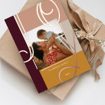 Joy Overlay Bold Modern Colour Blocks Family Photo<br><div class="desc">Spread the joy this holiday season with our modern bold joy rose gold foil photo holiday card. Design features "Joy" in bold large elegant rose gold foil letters. Square photo placeholder in the middle of the card with the letter overlay. Bold colour blocks in burgundy, blush, beige, and mustard yellow....</div>
