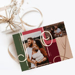 Joy Overlay Bold Modern Colour Blocks Family Photo<br><div class="desc">Spread the joy this holiday season with our modern bold joy rose gold foil photo holiday card. Design features "Joy" in bold large elegant rose gold foil letters. Two photo placeholders with the gold foil letter overlay. Bold colour blocks in green, red, burgundy, and beige. Personalise with family signature and...</div>