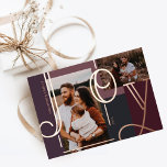 Joy Overlay Bold Modern Colour Blocks Family Photo<br><div class="desc">Spread the joy this holiday season with our modern bold joy rose gold foil photo holiday card. Design features "Joy" in bold large elegant rose gold foil letters. Two photo placeholders with the gold foil letter overlay. Bold colour blocks in purple shades. Personalise with family signature and year. Design by...</div>