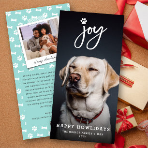 Joy Paw Print Brush Dog Lover Holiday Photo Card