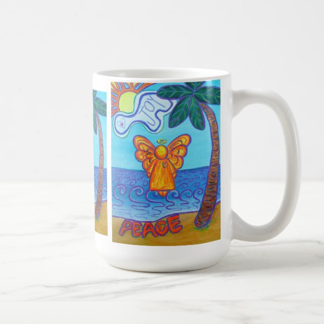 Joy & Peace Beach Angel Art Mug (Right)