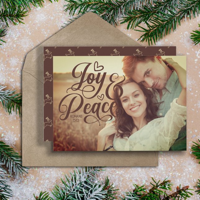 Joy Peace Christian Bible Verse Christmas Photo (Joy and Peace Christian Christmas photo greeting card.)