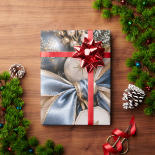 Joy Peace Kindness Blue Christmas Wrapping Paper