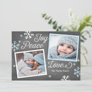 Joy Peace Love Chalkboard 2-Photo Holiday Card