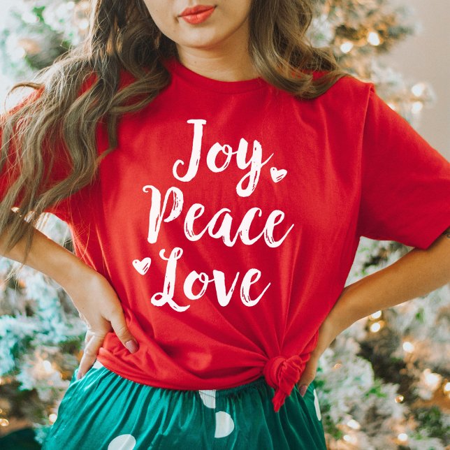 Joy Peace Love Christmas Brush Script T-Shirt (Creator Uploaded)