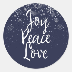 Joy Peace Love Christmas Holiday Classic Round Sti Sticker