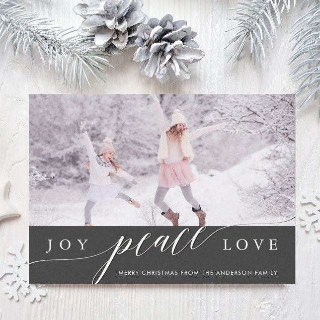 Joy Peace Love Christmas Holiday Photo Card (Creator Uploaded)