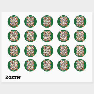 Joy Peace Love - Custom Background Color Classic Round Sticker