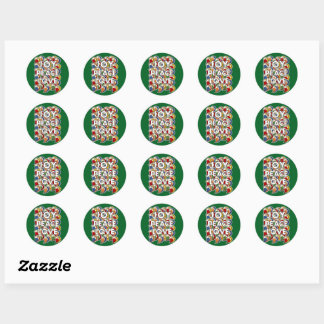 Joy Peace Love - Custom Background Color Classic Round Sticker