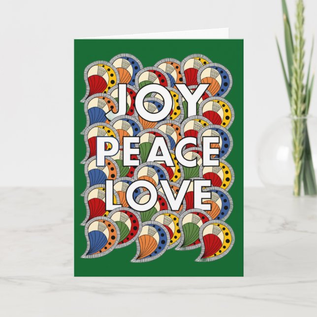 Joy Peace Love - Custom Background Color & Message Card (Front)