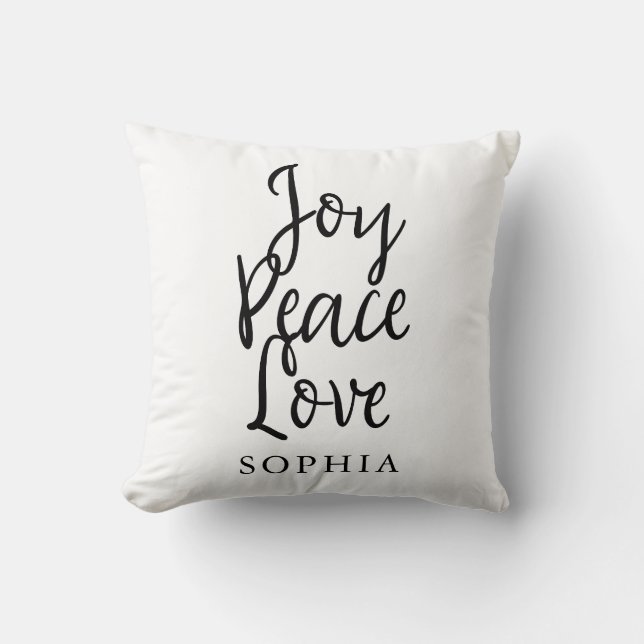 Joy Peace Love Inspirational Quote Cushion (Front)