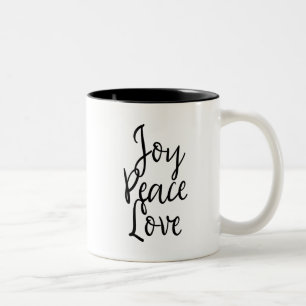 Joy Peace Love Inspirational Two-Tone Coffee Mug
